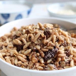 Chocolate-coconut-cereal-recipe-in-bowl-with-spoon