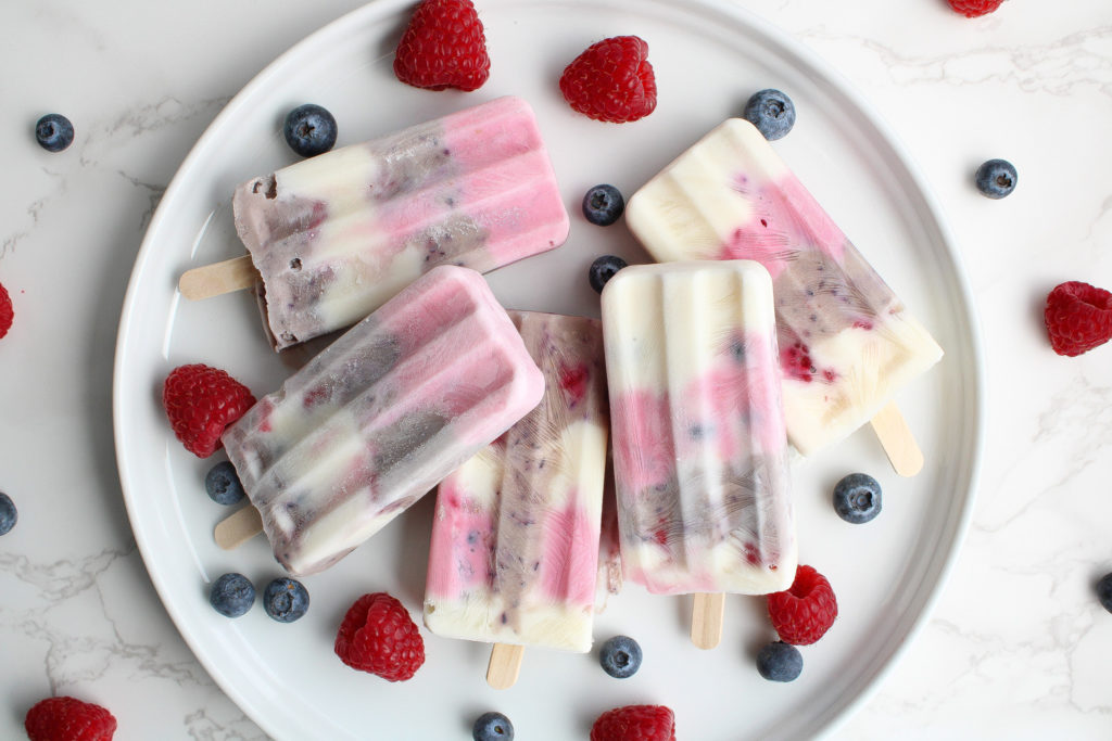 Healthy 4th of July Popsicles on a plate