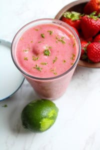 recipe for strawberry smoothie in a glass