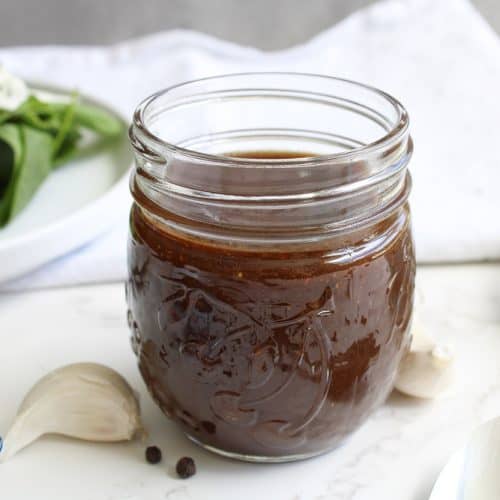 Balsamic Vinaigrette Recipe in a mason jar