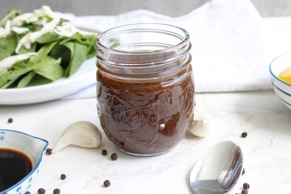 Balsamic Vinaigrette Recipe in a mason jar