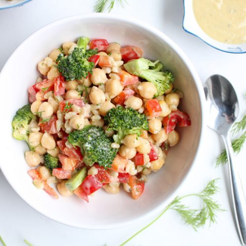 Recipe for Garbanzo Bean Salad in a bowl