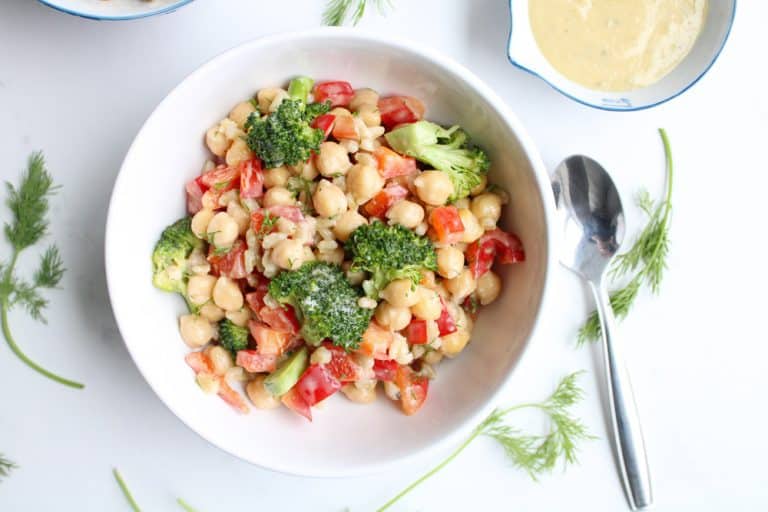 Recipe for Garbanzo Bean Salad in a bowl