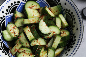 Korean cucumber salad up close