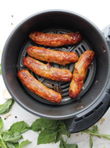 air fryer Italian sausage in air fryer basket