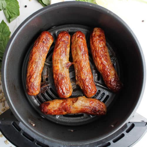 air fryer Italian sausage in air fryer basket