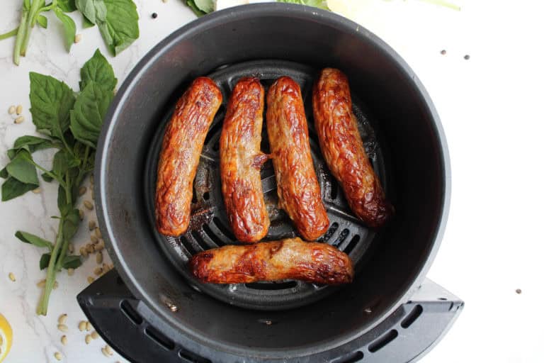 air fryer Italian sausage in air fryer basket