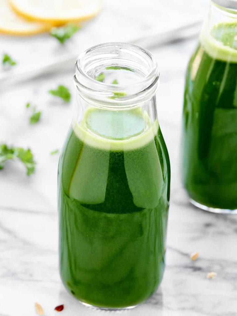 bottle of green juice