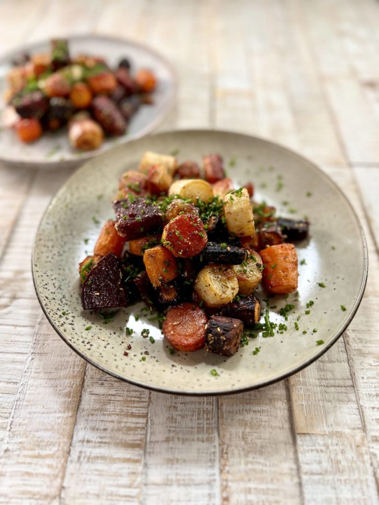 bowl of roasted root vegetables