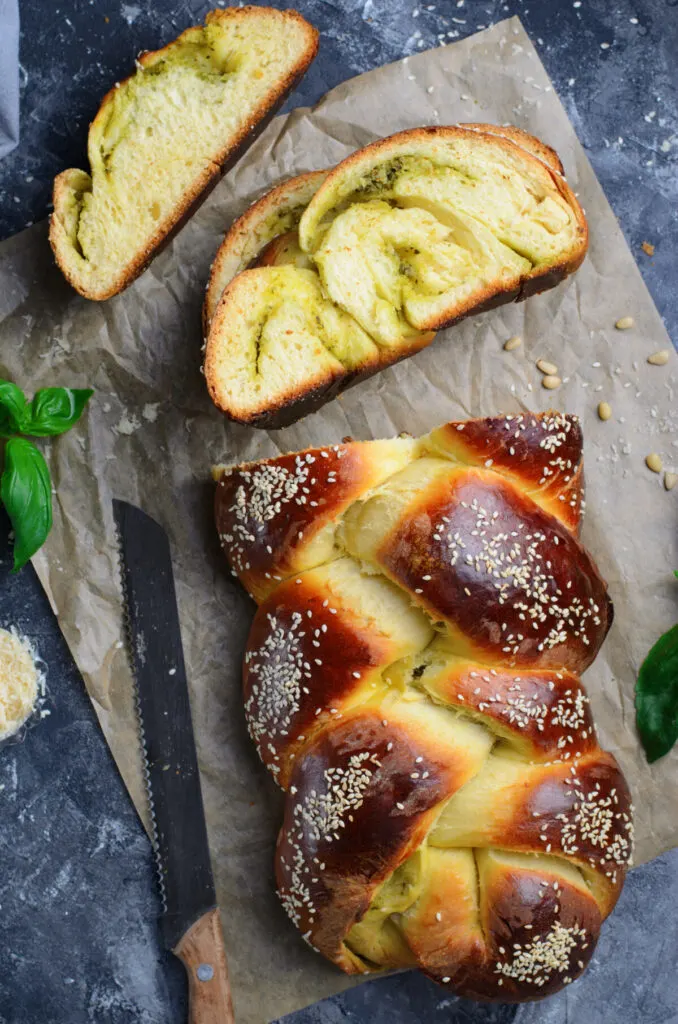 pesto parmesan challah bread