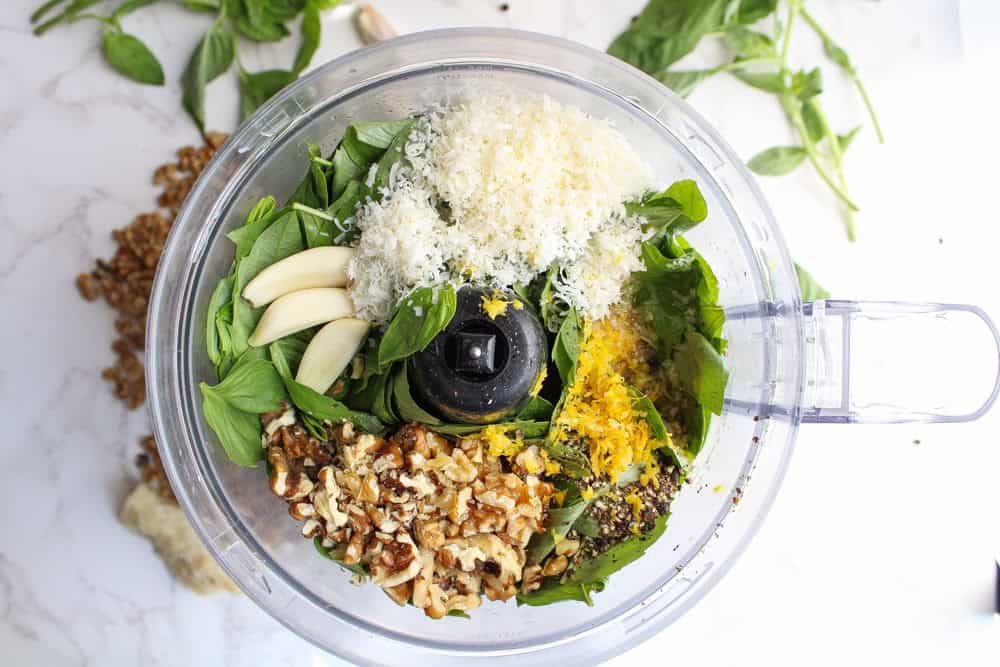 pesto without pine nuts ingredients in food processor